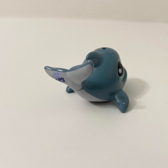 Littlest Pet Shop 1603 Blue Dolphin Pink Flower Whale Fish LPS - Picture 4 of 12